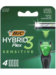 Сменные кассеты для мужской бритвенной системы BIC Flex 3 Hybrid для чувствительной кожи, 4 шт