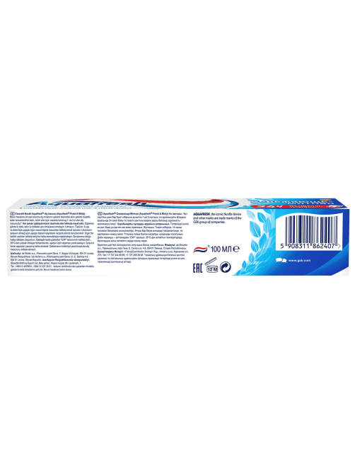 Зубная паста Aquafresh для тройной защиты полости рта освежающе-мятная с фтором, 100мл