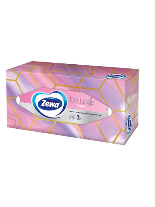 Салфетки бумажные Zewa Deluxe Дизайн 3 слоя в коробке, 90 листов