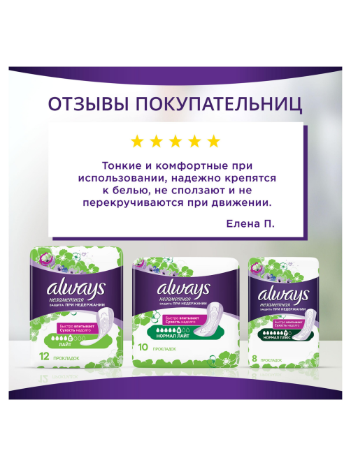 Прокладки гигиенические Always Незаметная защита при недержании, 8шт
