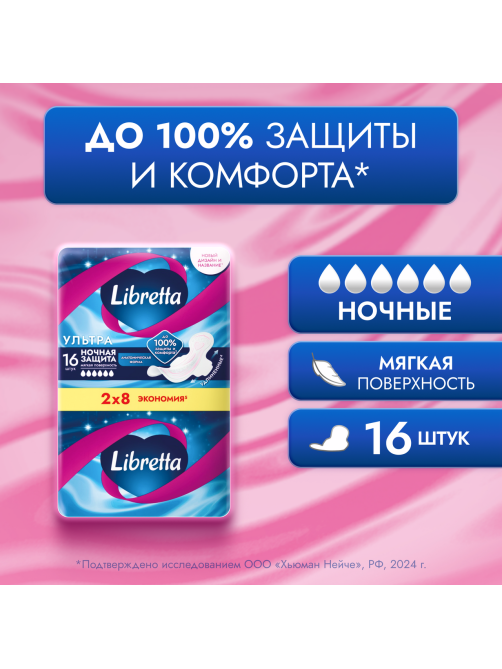 Прокладки Libretta Ультра Ночные, 16шт