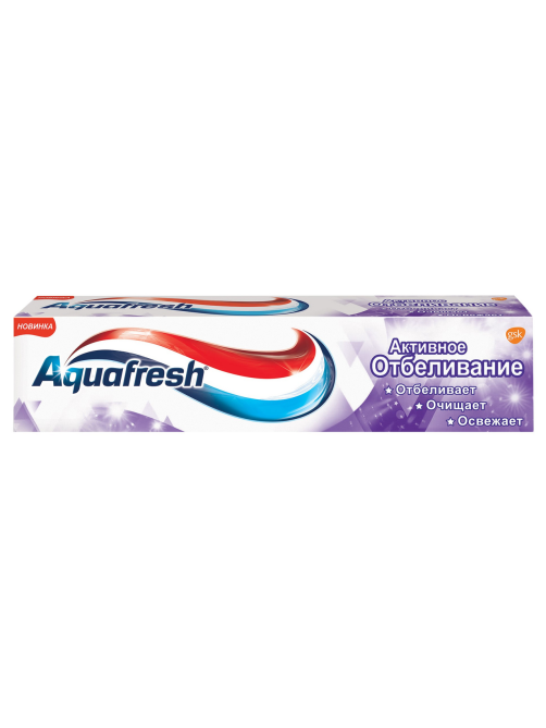 Зубная паста Aquafresh Активное отбеливание отбеливающая для защиты от кариеса с фтором, 100мл