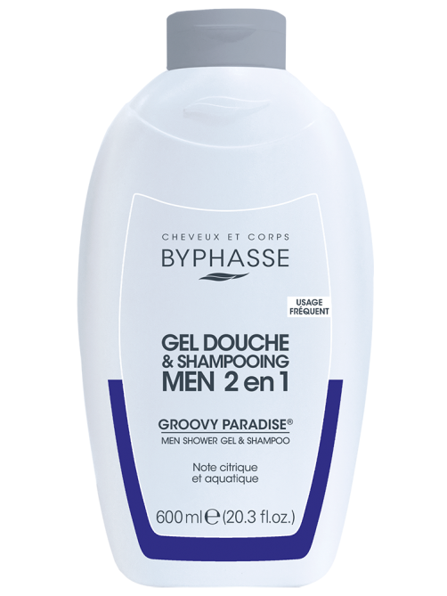 Гель для душа-шампунь Byphasse Men Groovy Paradise 2в1, 600мл