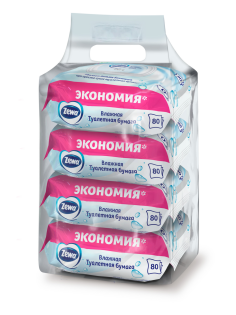 Влажная туалетная бумага Zewa Pure, 80 листов х 4 шт
