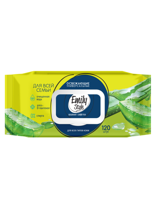 Салфетки влажные Emily Style универсальные алоэ, 120шт