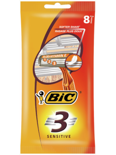 Бритва одноразовая мужская BIC 3 для чувствительной кожи, 8 шт