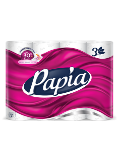 Туалетная бумага Papia 3 слоя, 12 рулонов