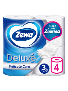 Туалетная бумага Zewa Deluxe 3 слоя, 4 рулона