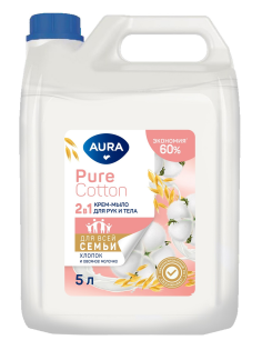 Крем-мыло Aura Pure Cotton Овсяное молоко 2в1, 5л