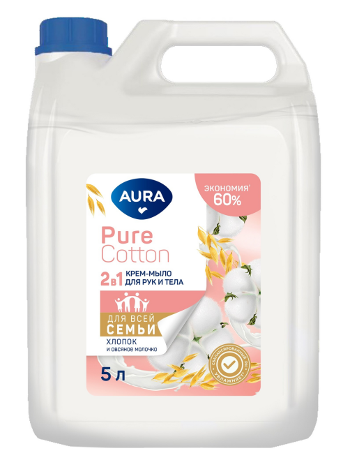 Крем-мыло Aura Pure Cotton Овсяное молоко 2в1, 5л