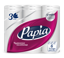 Бумажные полотенца Papia 3 слоя 6 рулонов