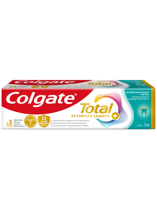 Зубная паста Colgate Total 12 Профессиональная Чистка с специальным ингредиентом для гладких и блестящих зубов, 75мл