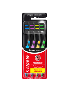Зубная щетка Colgate Super Flexi Black средняя, 4шт