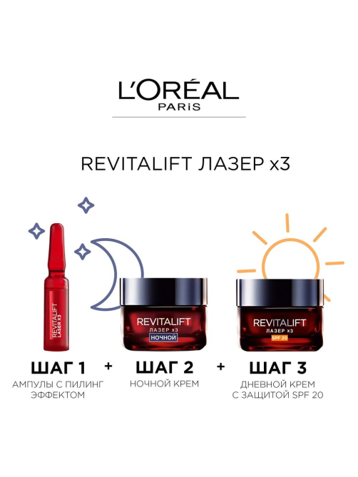 Крем-маска для лица L'Oreal Paris Revitalift Laser X3 Регенерирующий ночной, 50мл