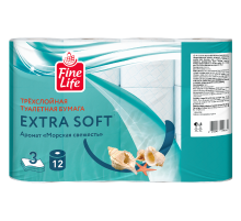Fine Life Туалетная бумага Extra Soft Морская свежесть 3 слоя 12 рулонов