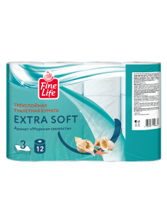 Fine Life Туалетная бумага Extra Soft Морская свежесть 3 слоя 12 рулонов