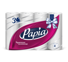 Бумажные полотенца Papia белые 3 слоя, 4 рулона