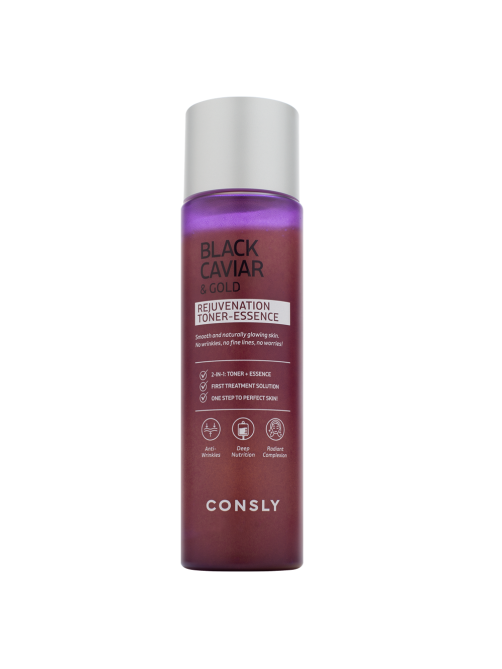 Тонер-эссенция Consly Black Caviar & Gold Rejuvenation омолаживающий с черной икрой и золотом, 200мл