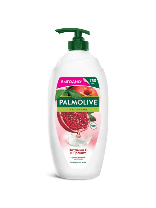Гель - крем для душа Palmolive Натурэль Витамин B и Гранат с увлажняющим молочком, 750мл