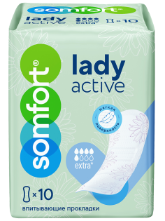 Прокладки Somfort Lady Active Extra впитывающие, 10шт