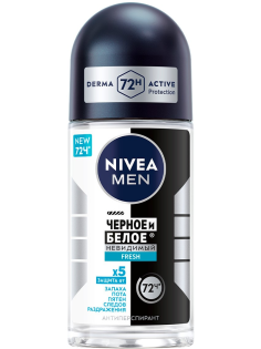 Антиперспирант-ролик Nivea Men Черное и белое Невидимый Fresh, 50мл