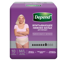 Впитывающее нижнее белье Depend для женщин M/L 10шт