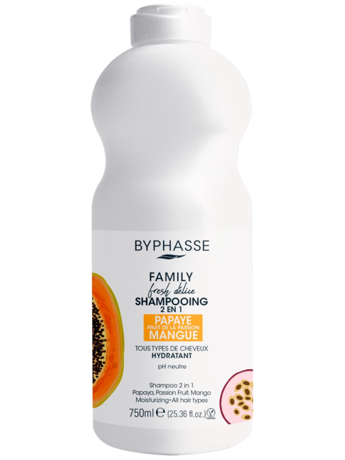 Шампунь Byphasse Family Fresh Delice 2в1 папайя-маракуйя-манго, 750мл