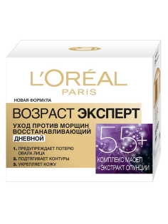 Крем для лица L'Oreal Paris Возраст эксперт 55+ уход против морщин восстанавливающий дневной, 50мл