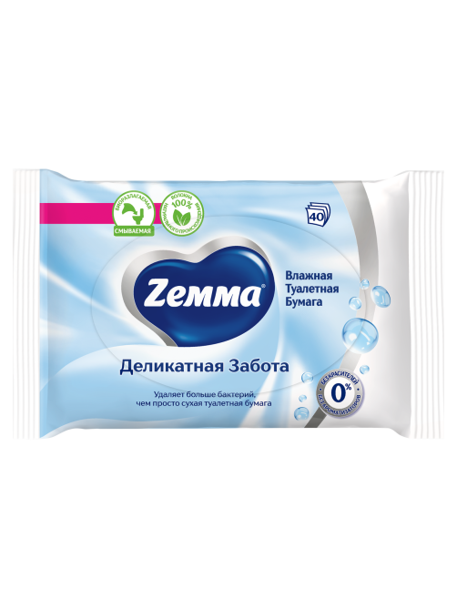 Влажная туалетная бумага Zewa Pure, 40 листов