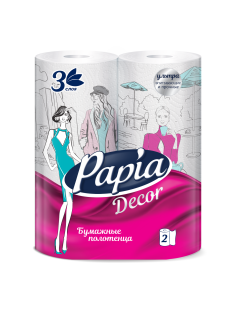 Бумажные полотенца Papia Decor 3 слоя, 2шт
