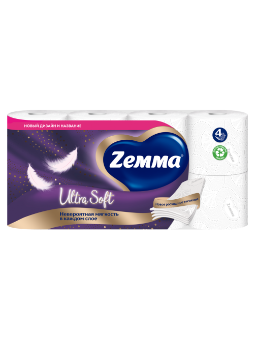 Туалетная бумага Zewa Ultra Soft 4 слоя, 8 рулонов