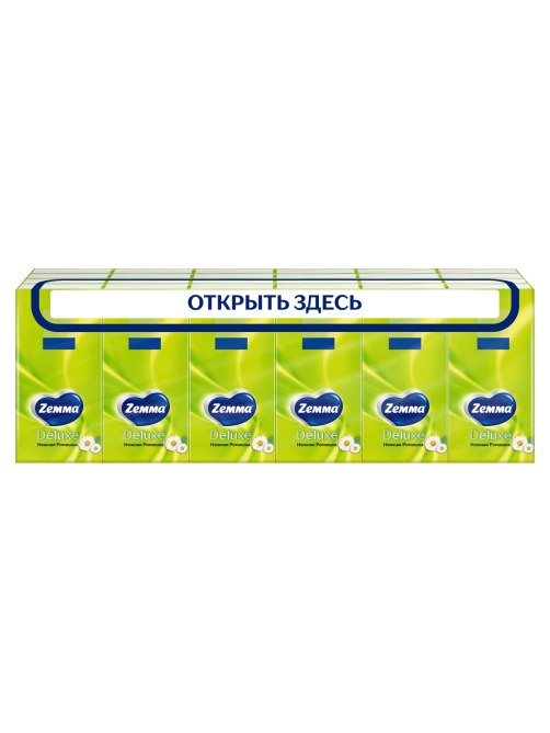 Платочки бумажные носовые Zewa Deluxe Ромашка 3 слоя, 24 x 10шт
