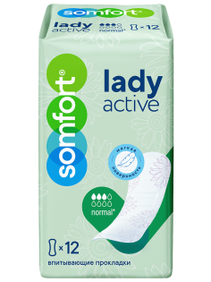Прокладки Somfort Lady Active Normal впитывающие, 12шт