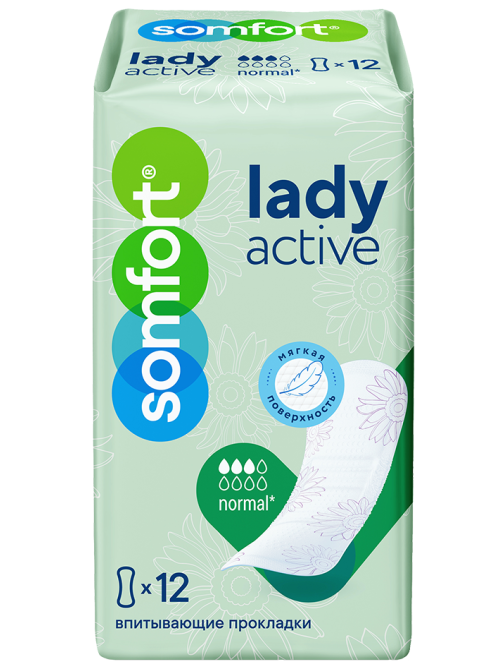Прокладки Somfort Lady Active Normal впитывающие, 12шт