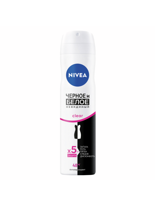 Антиперспирант-спрей Nivea Черное и белое Невидимый Clear, 150мл