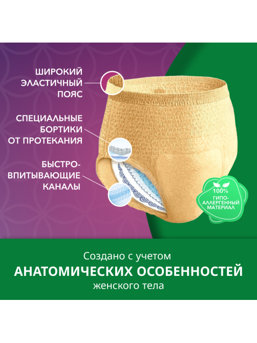 Впитывающее нижнее белье Depend для женщин L/XL, 9шт