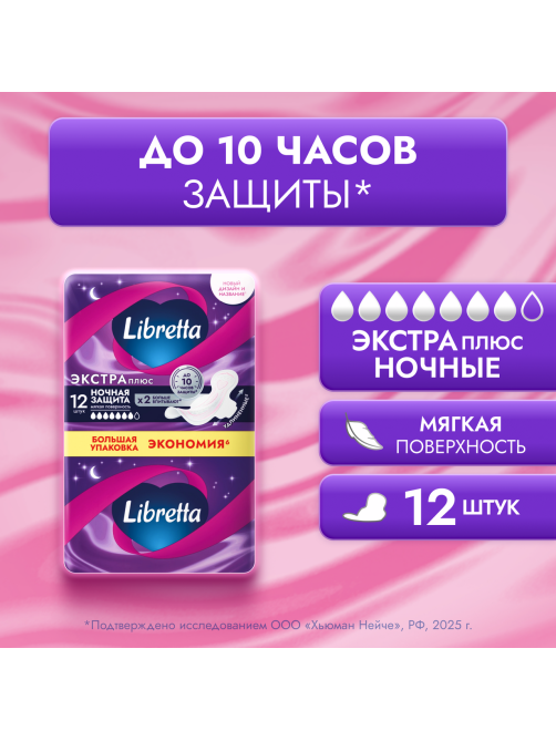 Прокладки Libretta Экстра Плюс Ночные, 12шт