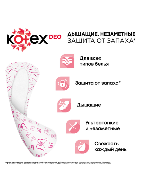 Прокладки ежедневные Kotex Deo ультратонкие, 56шт