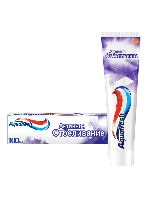 Зубная паста Aquafresh Активное отбеливание отбеливающая для защиты от кариеса с фтором, 100мл