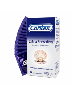 Презервативы Contex Extra Sensation с крупными точками и ребрами, 12шт