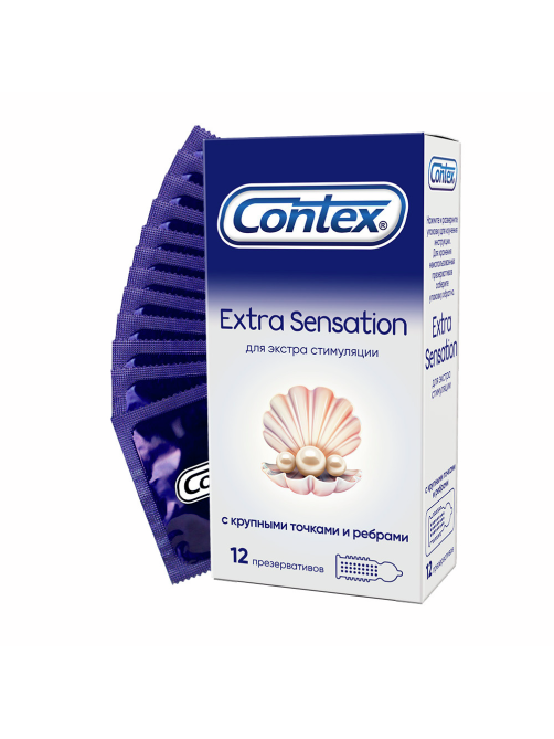Презервативы Contex Extra Sensation с крупными точками и ребрами, 12шт