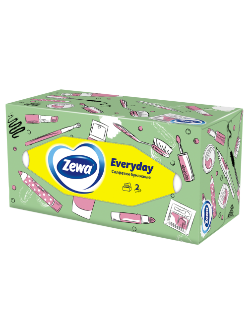Салфетки бумажные косметические Zewa Everyday, 250 листов