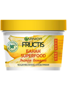 Маска для волос Garnier Fructis Superfood Банан 3в1 питательная для очень сухих волос, 390мл