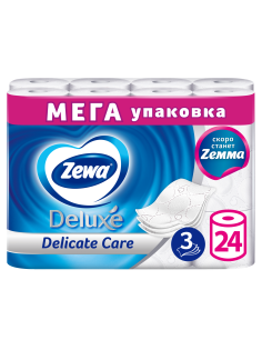 Туалетная бумага Zewa Deluxe 3 слоя, 24 рулона