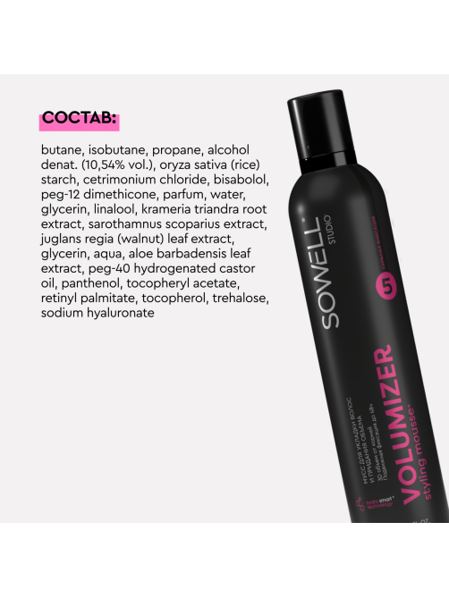 Мусс для волос SoWell Studio Volumizer для укладки и придания объема, 300мл