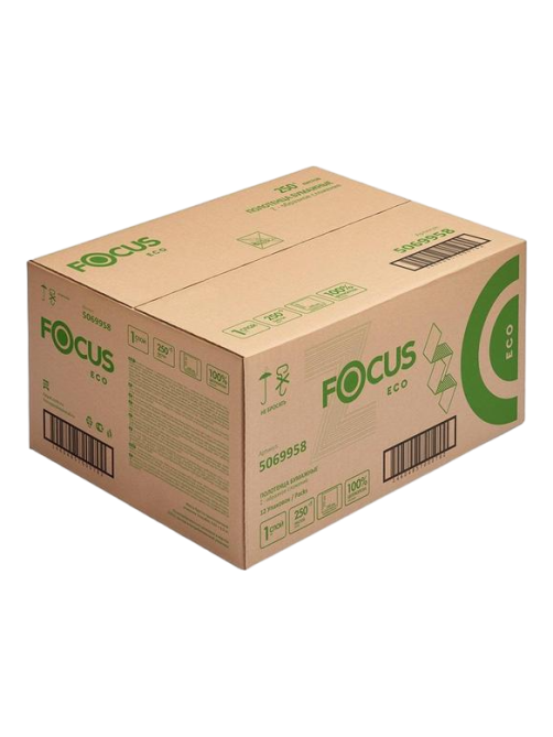 Бумажные полотенца Focus Eco белые 1 слой Z-сложения 21.5 x 24см, 250 x 12шт