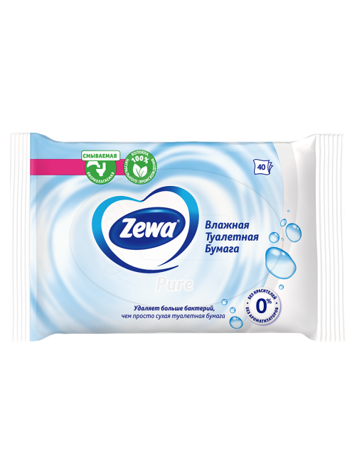 Влажная туалетная бумага Zewa Pure, 40 листов