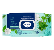 Салфетки влажные Aura Family освежающие, 120 листов