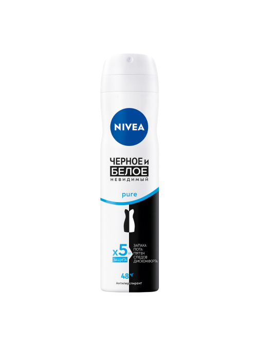 Антиперспирант-спрей Nivea Черное и белое Невидимый Pure, 150мл