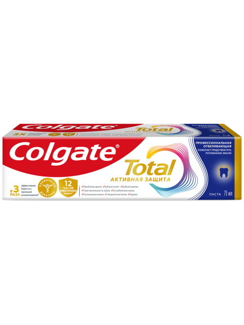 Зубная паста Colgate Total 12 Профессиональная отбеливающая с цинком и аргинином, 75мл